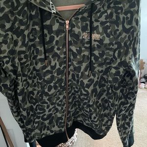 Leopard Victoria’s Secret Pink Zip Up green szL💋